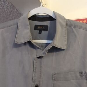 ROARK Mens sz M Blue Gray "Made to Fade" Woven Short Sleeve Shirt